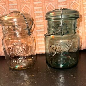Ball Glass Food Storage Jars - Clear and Green